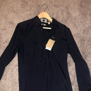 Burberry dress shirt size small navy blue